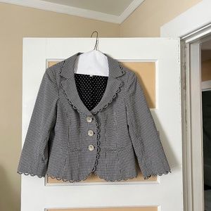Classic gingham black and white blazer jacket Nanette Lepore